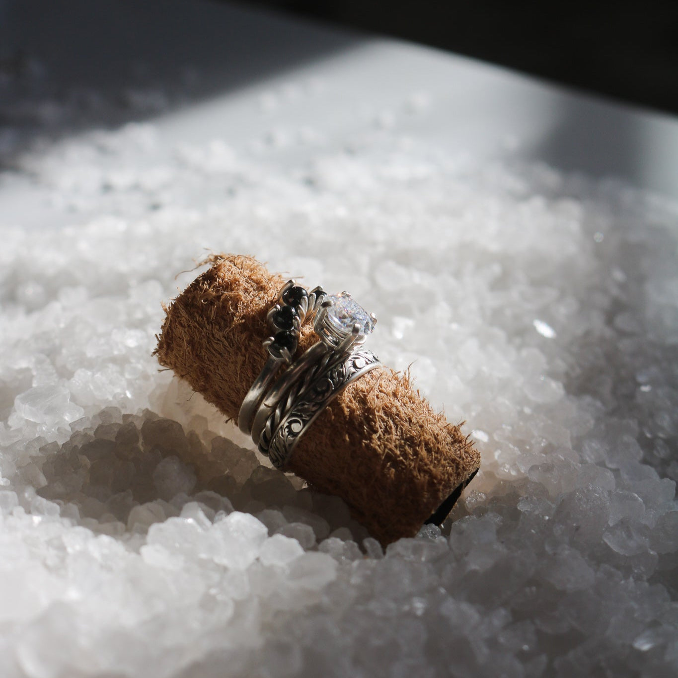 'Serena' Diamond + Onyx Wedding Ring Set // Made to Order