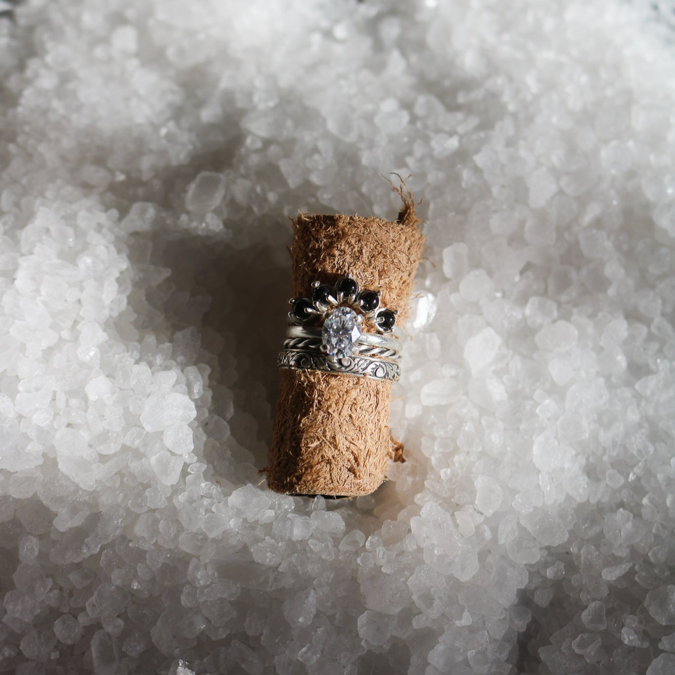 'Serena' Diamond + Onyx Wedding Ring Set // Made to Order