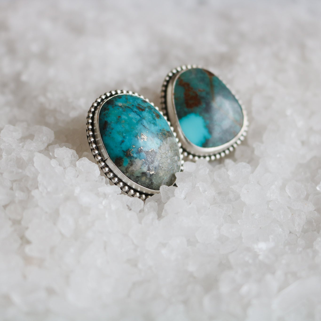 Mismatch Kingman Turquoise Studs // One of a Kind