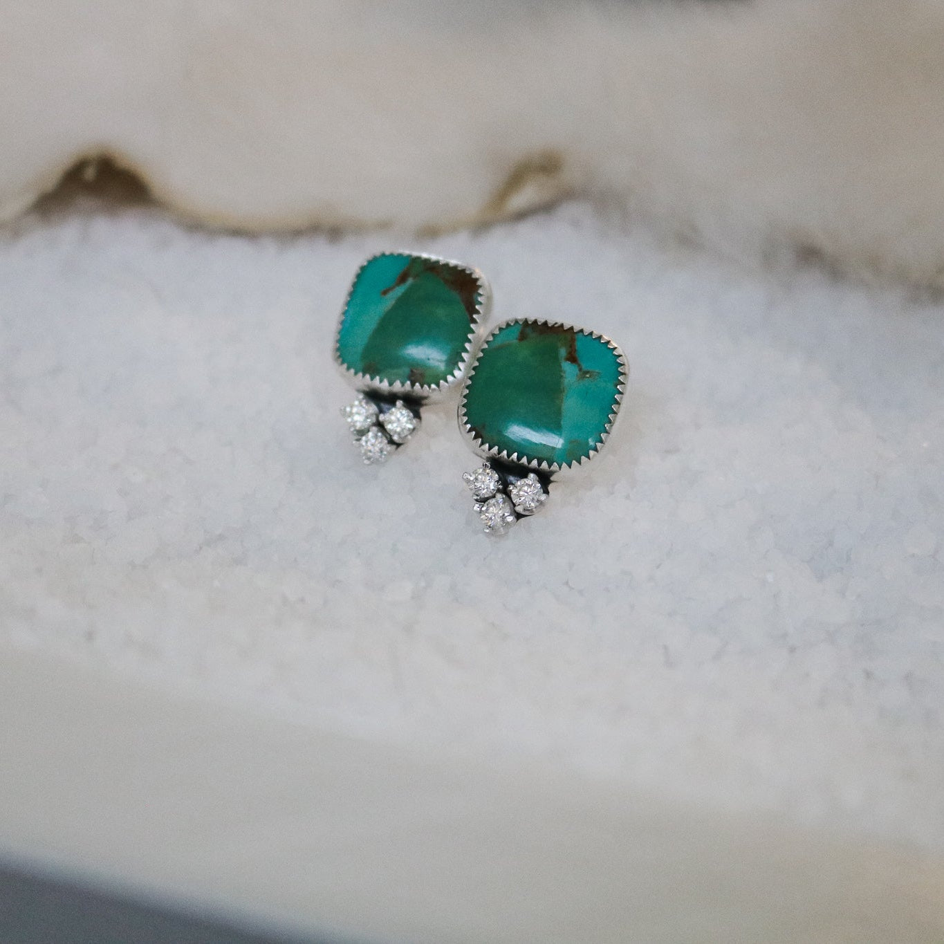 Turquoise & Diamond Earrings II // One of a Kind