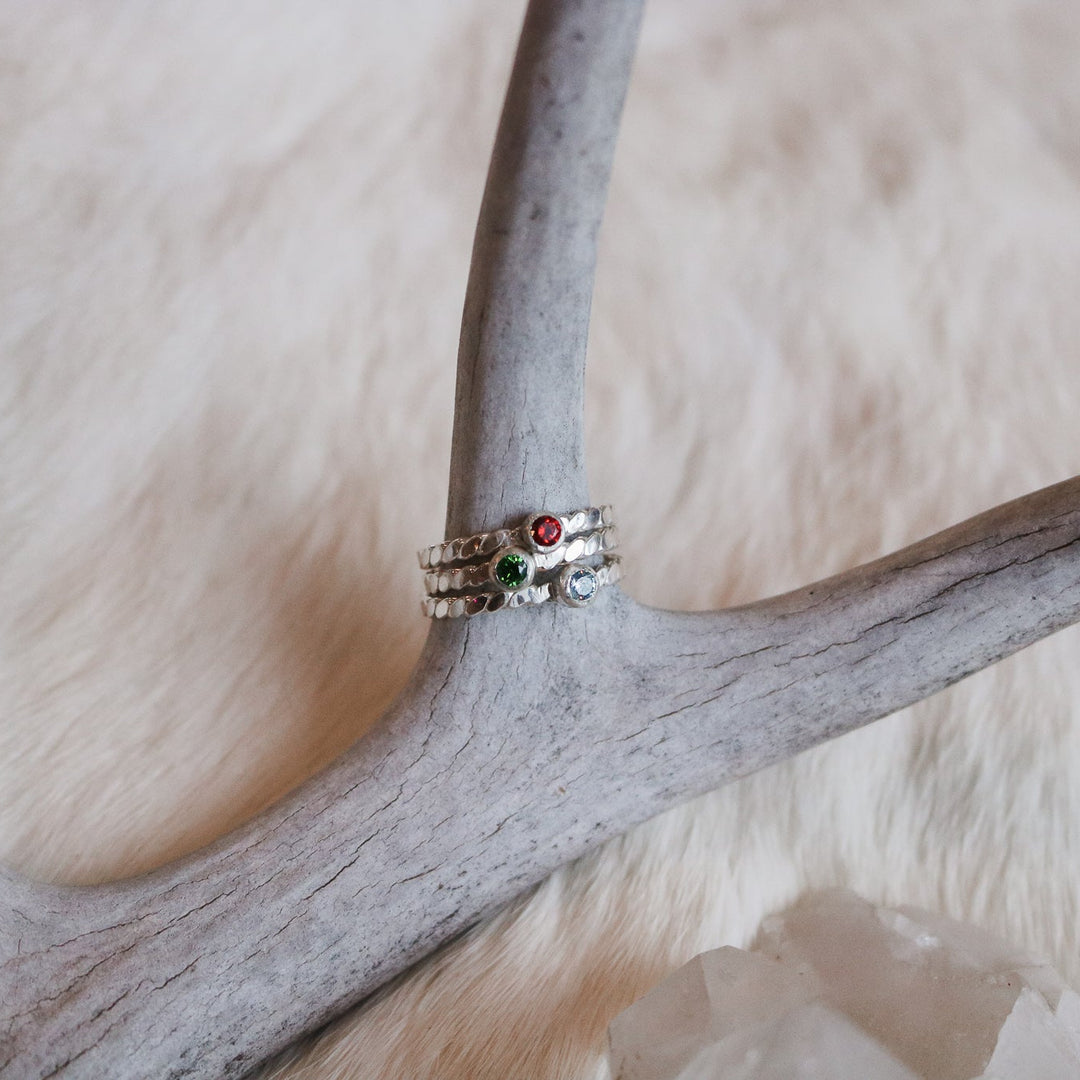 Dainty Birthstone Ring in Sterling Silver // Made to Order