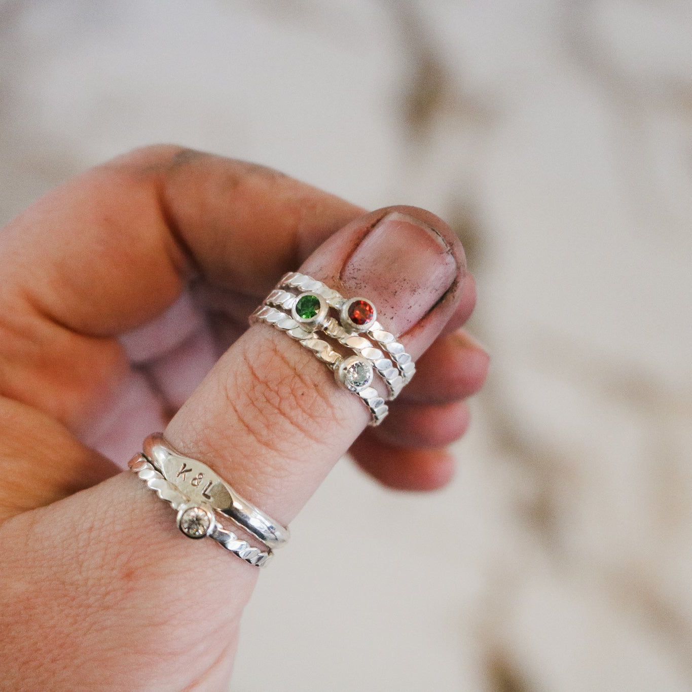 Dainty Birthstone Ring in Sterling Silver // Made to Order