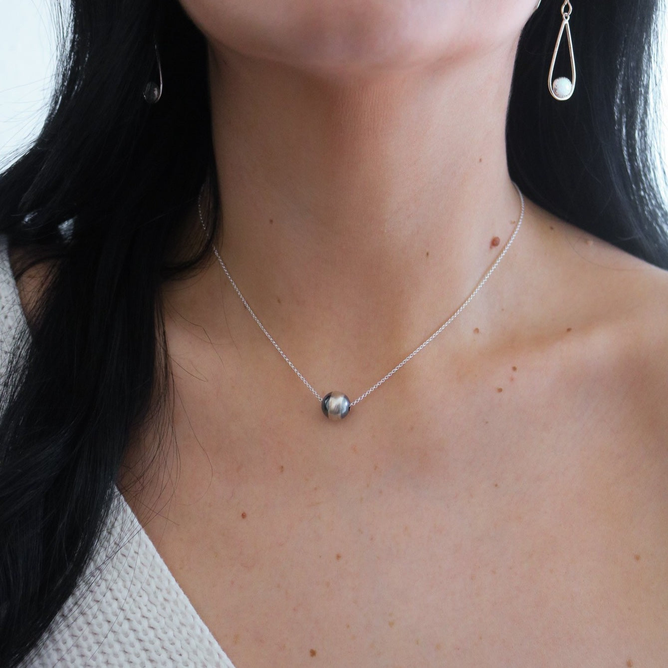 Cimarron // Sterling Silver Navajo Pearl Necklace