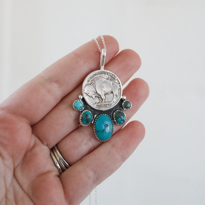 Five Tribes Buffalo Nickel Necklace in Turquoise