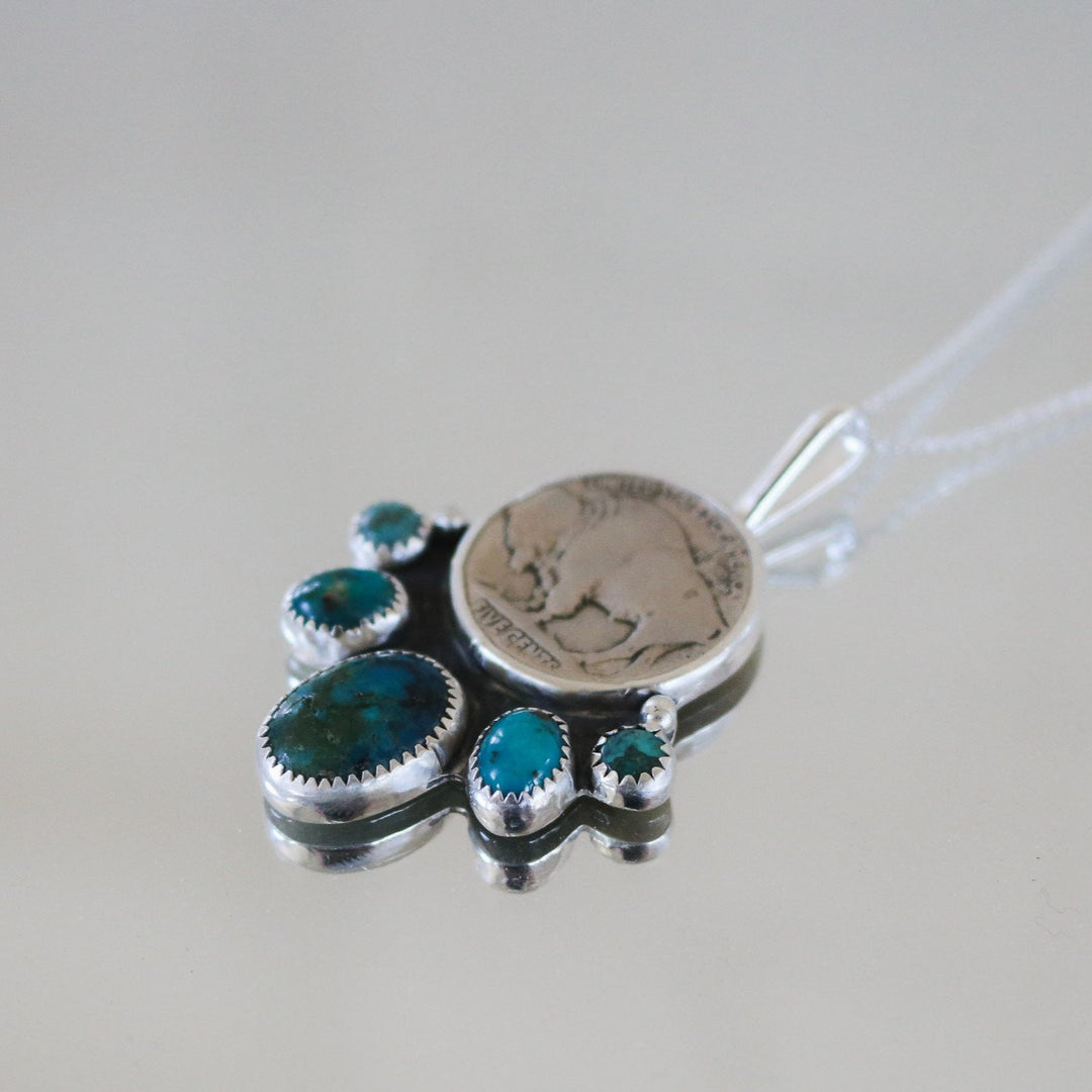 Five Tribes Buffalo Nickel Necklace in Turquoise