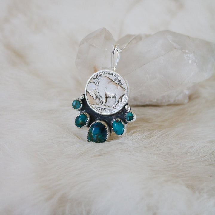 Five Tribes Buffalo Nickel Necklace in Turquoise