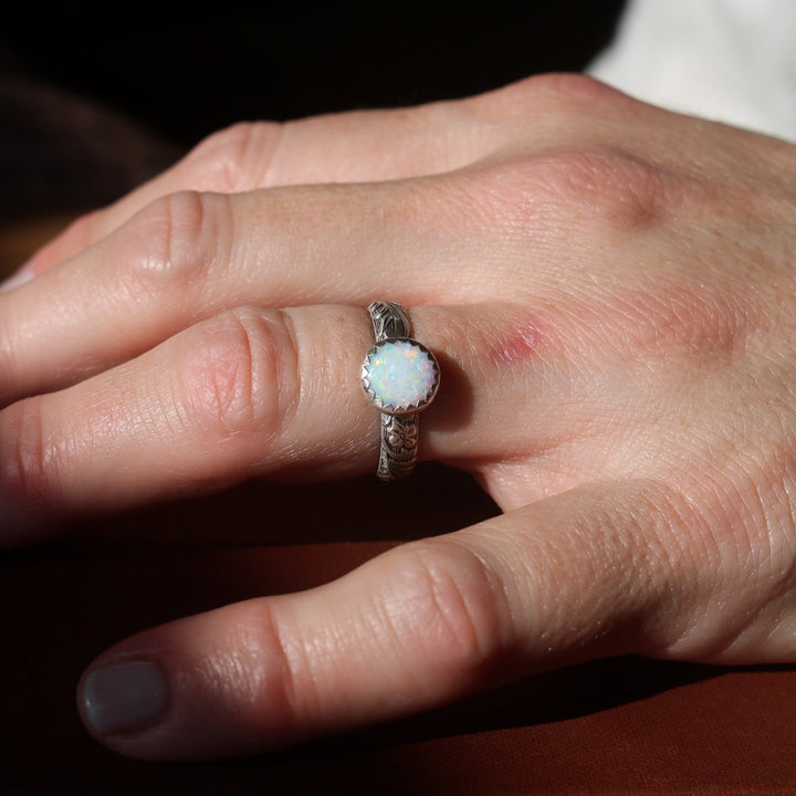 Sweetwater Stacking Ring in White Opal // Made to Order