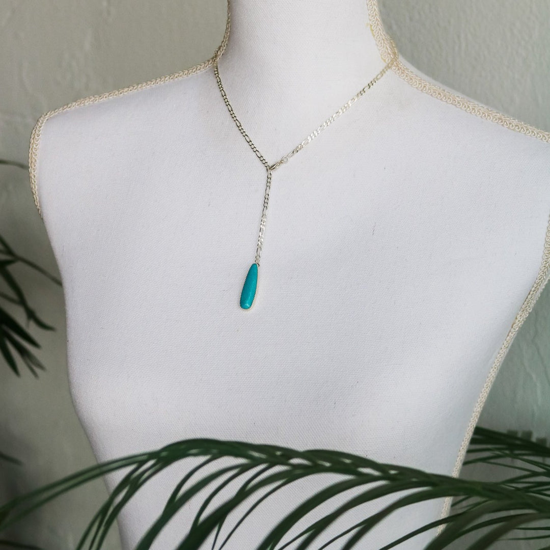 'Coastal Cowgirl' Lariat Necklace in Kingman Turquoise