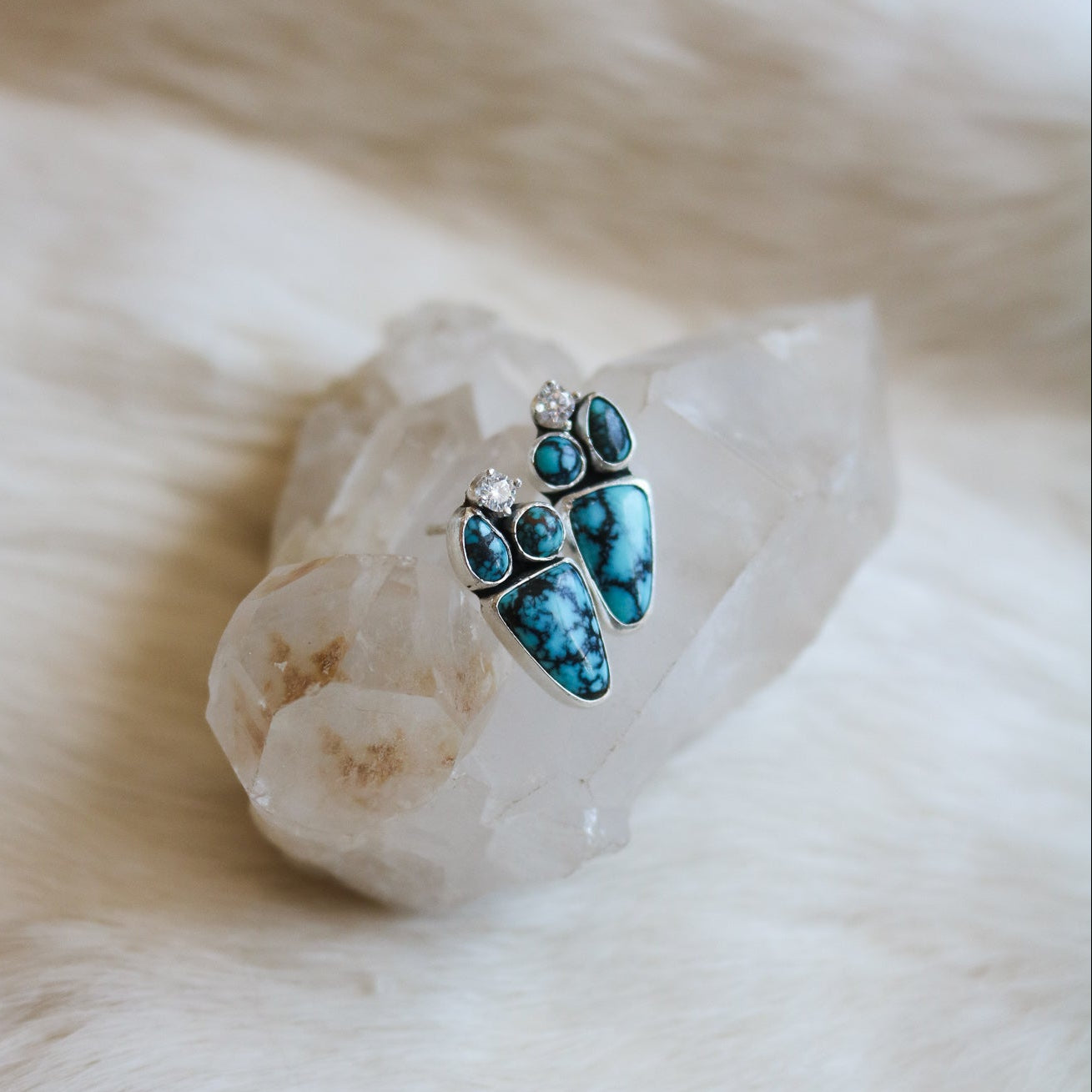 McGinnis Turquoise & Diamond Earrings // One of a Kind