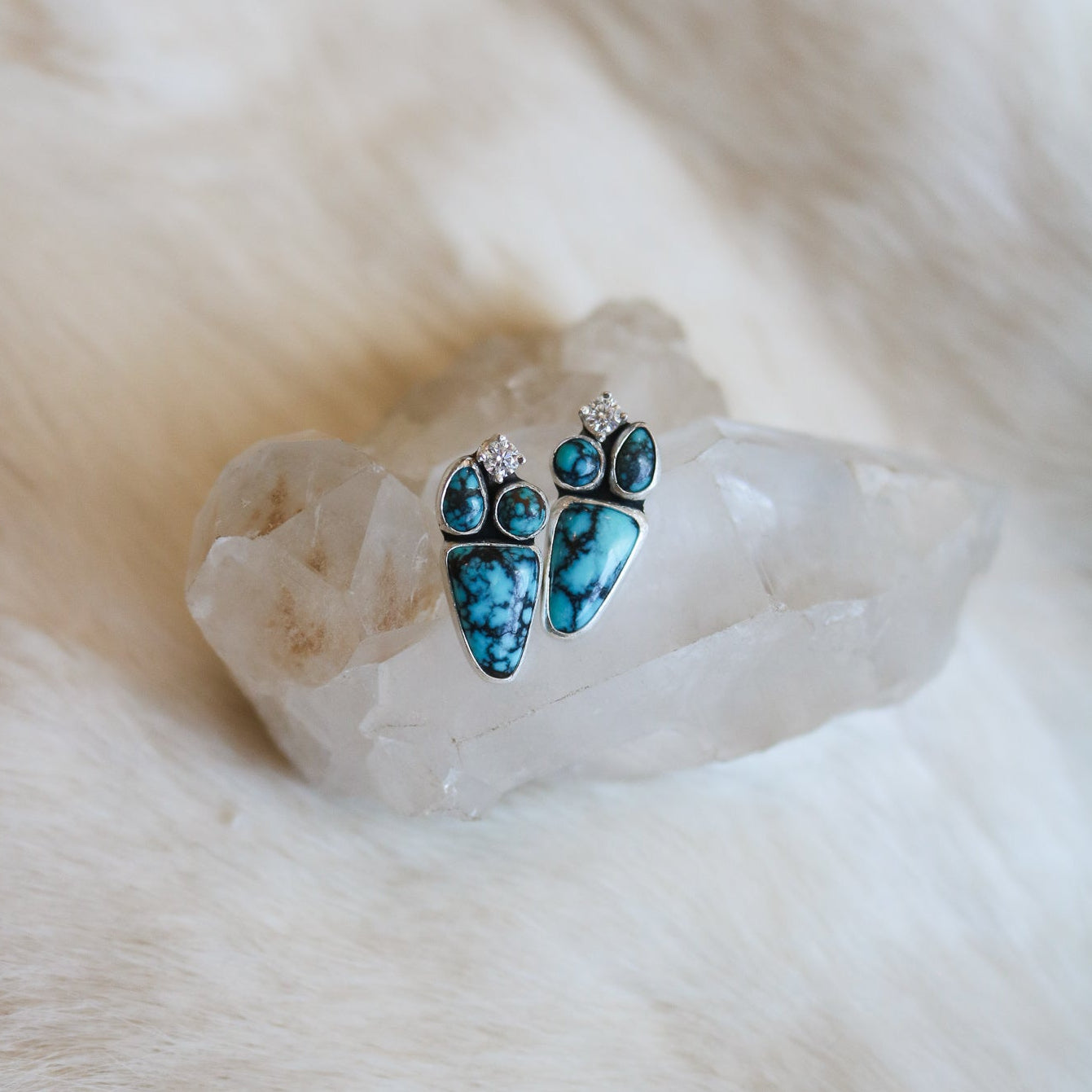 McGinnis Turquoise & Diamond Earrings // One of a Kind