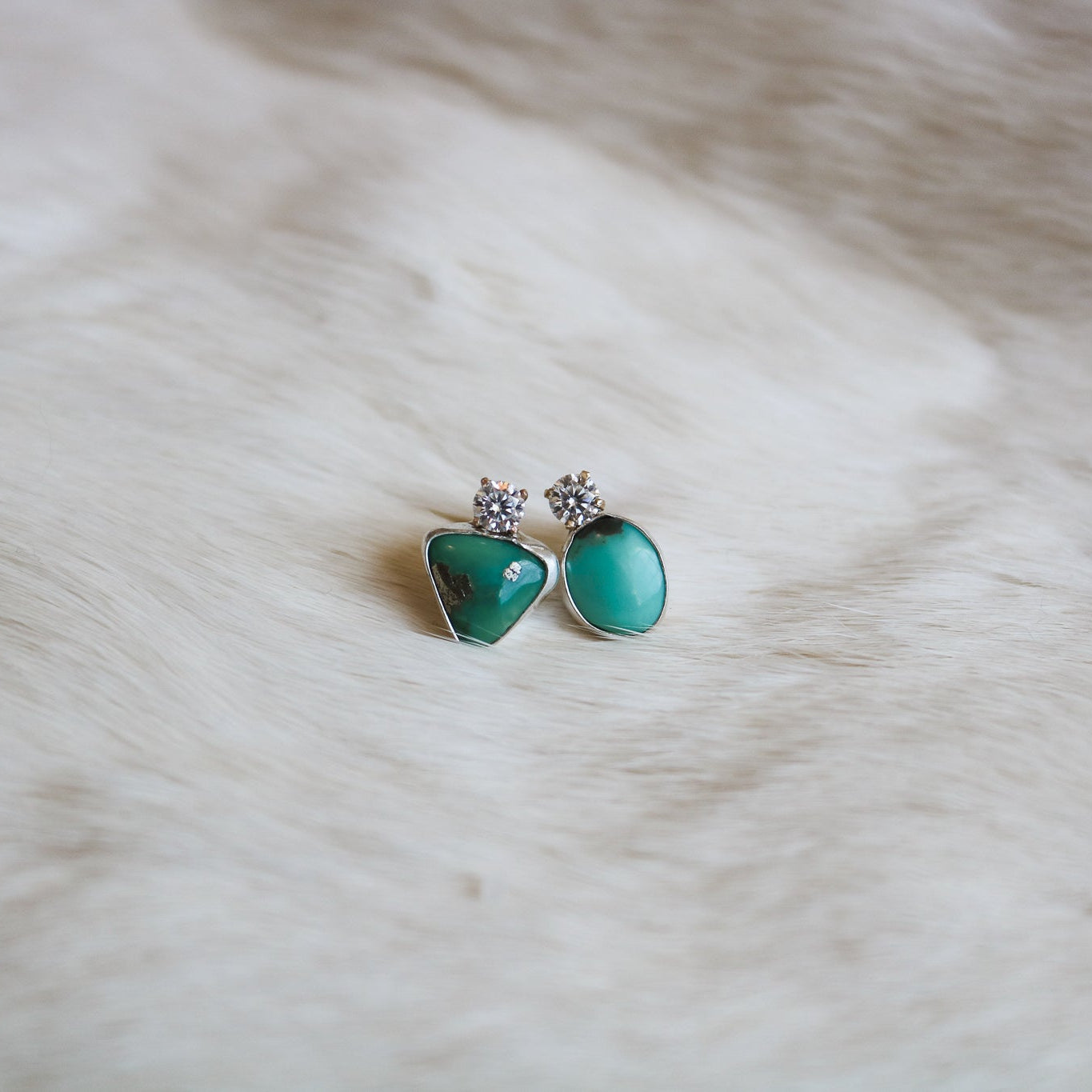 Mismatched Turquoise & Diamond Earrings // One of a Kind