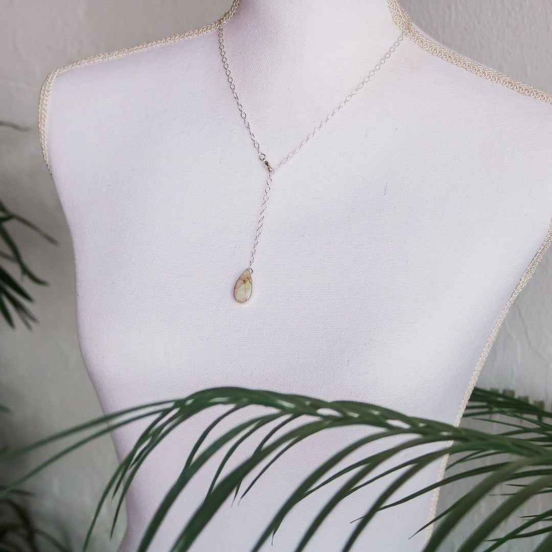 'Coastal Cowgirl' Lariat Necklace in Sterling Opal