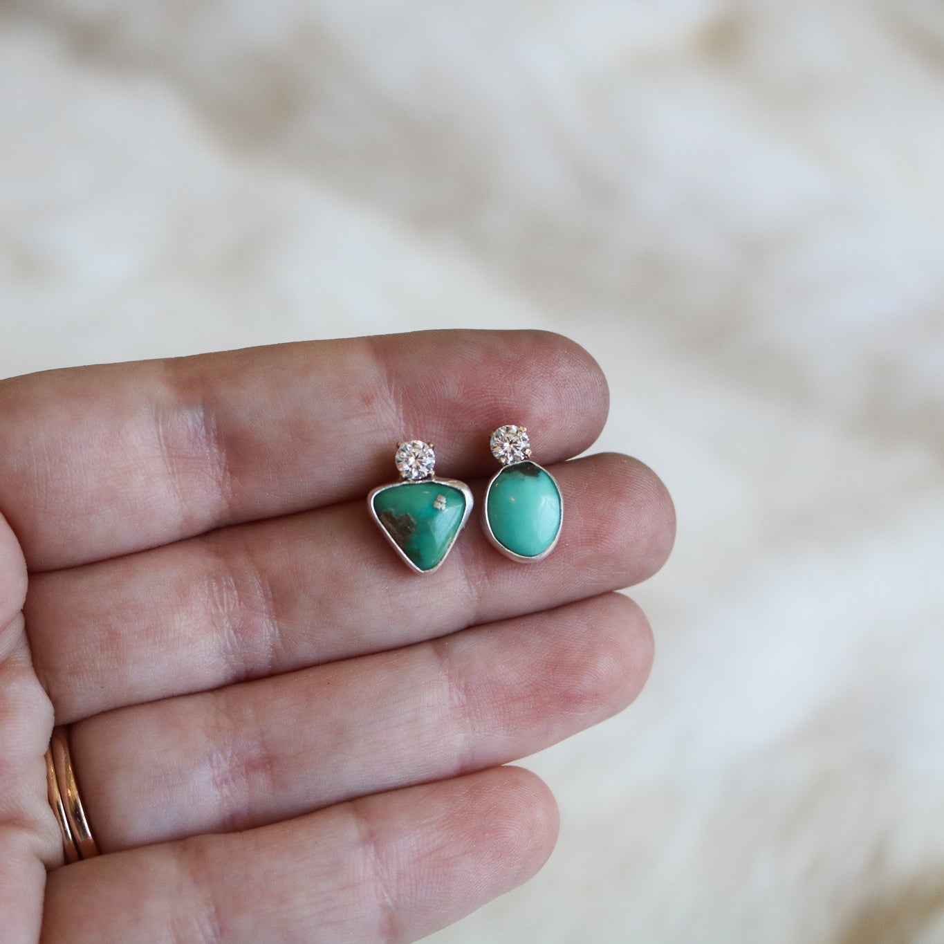 Mismatched Turquoise & Diamond Earrings // One of a Kind