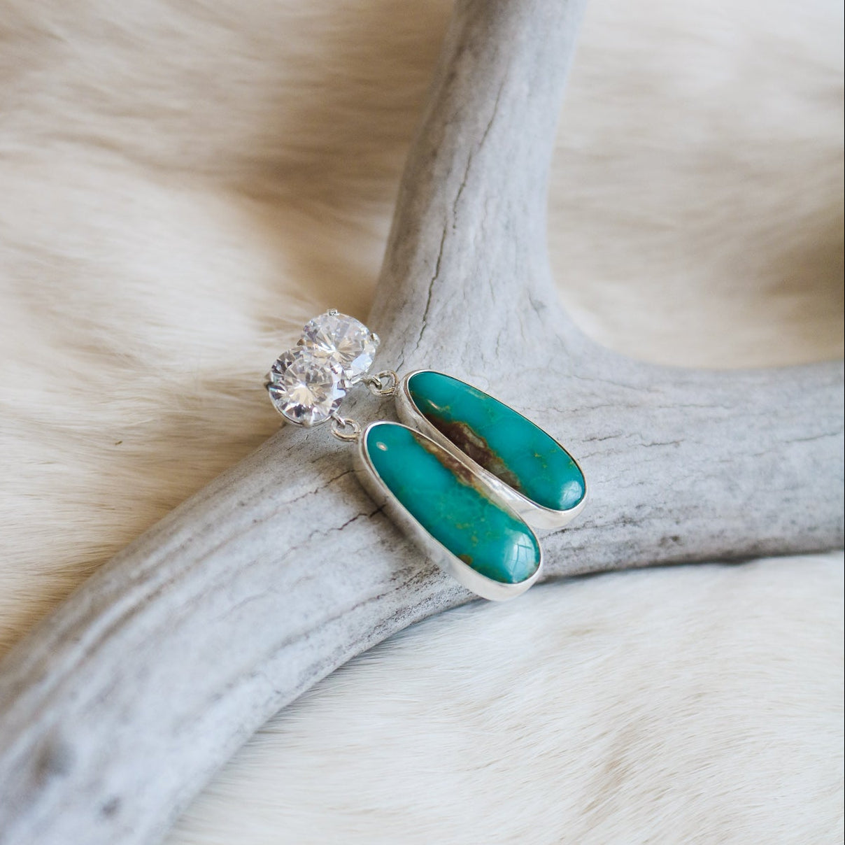 Kingman Turquoise & Diamond Earrings // One of a Kind