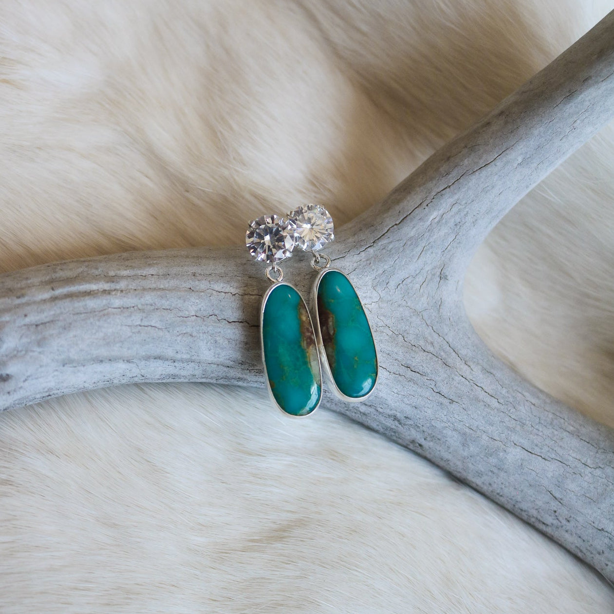 Kingman Turquoise & Diamond Earrings // One of a Kind