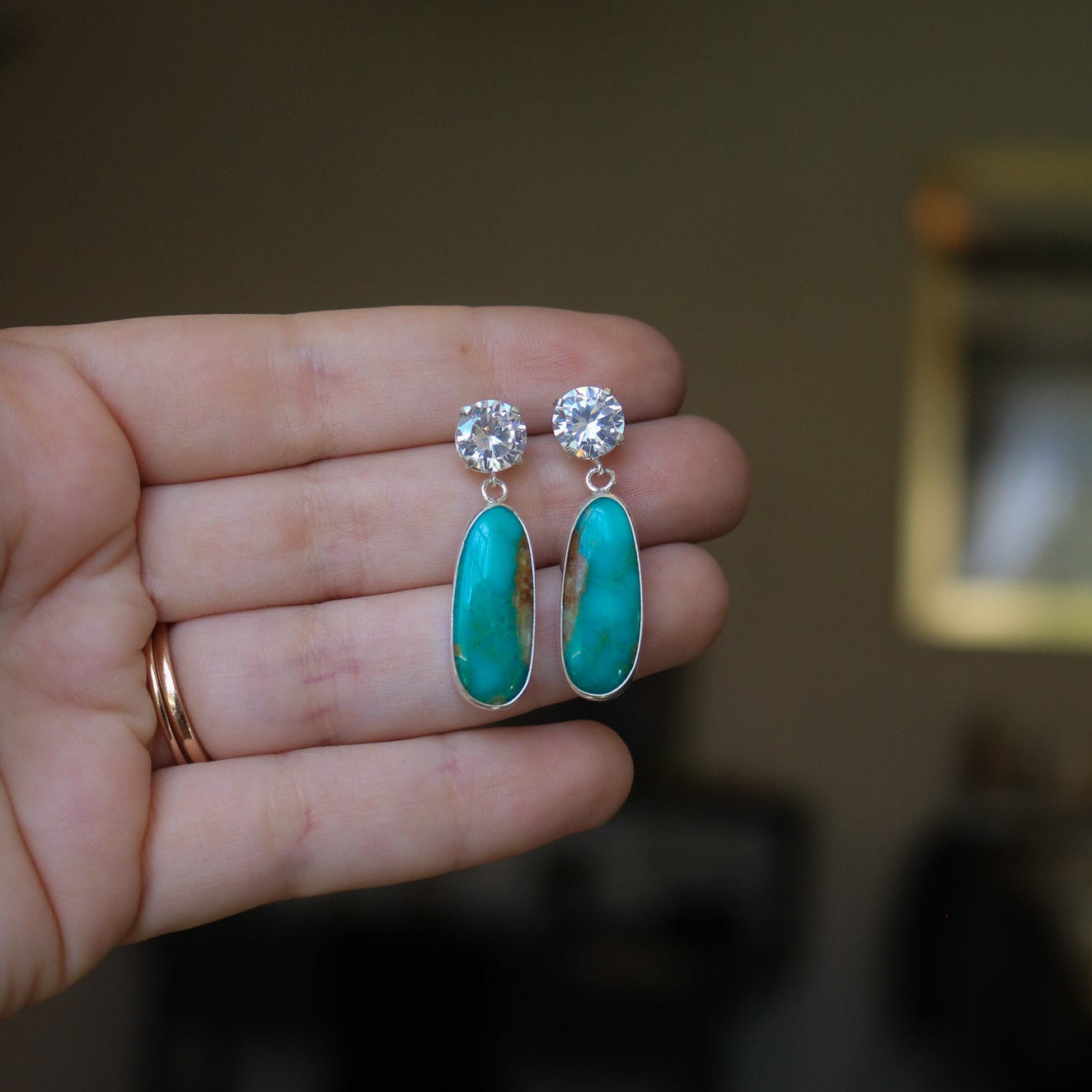 Kingman Turquoise & Diamond Earrings // One of a Kind