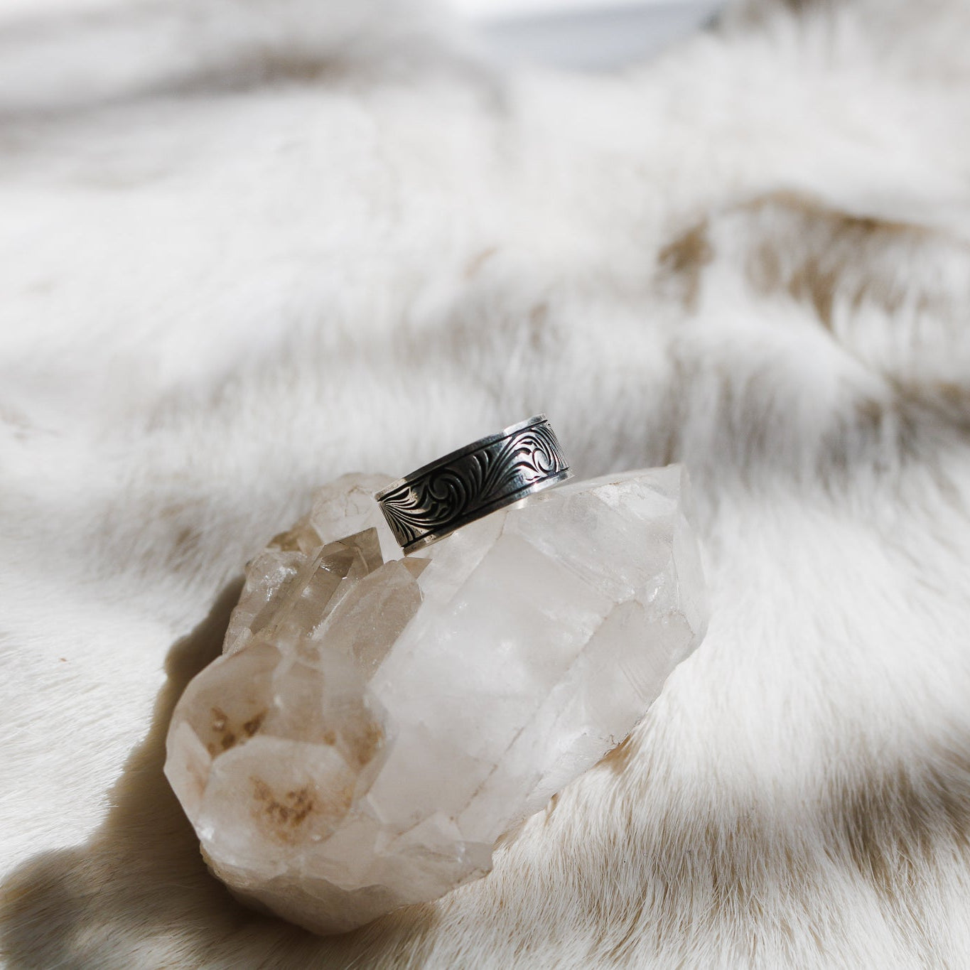 'Black Mesa' Men's Western Tooled Stacking Ring Band // Made to Order