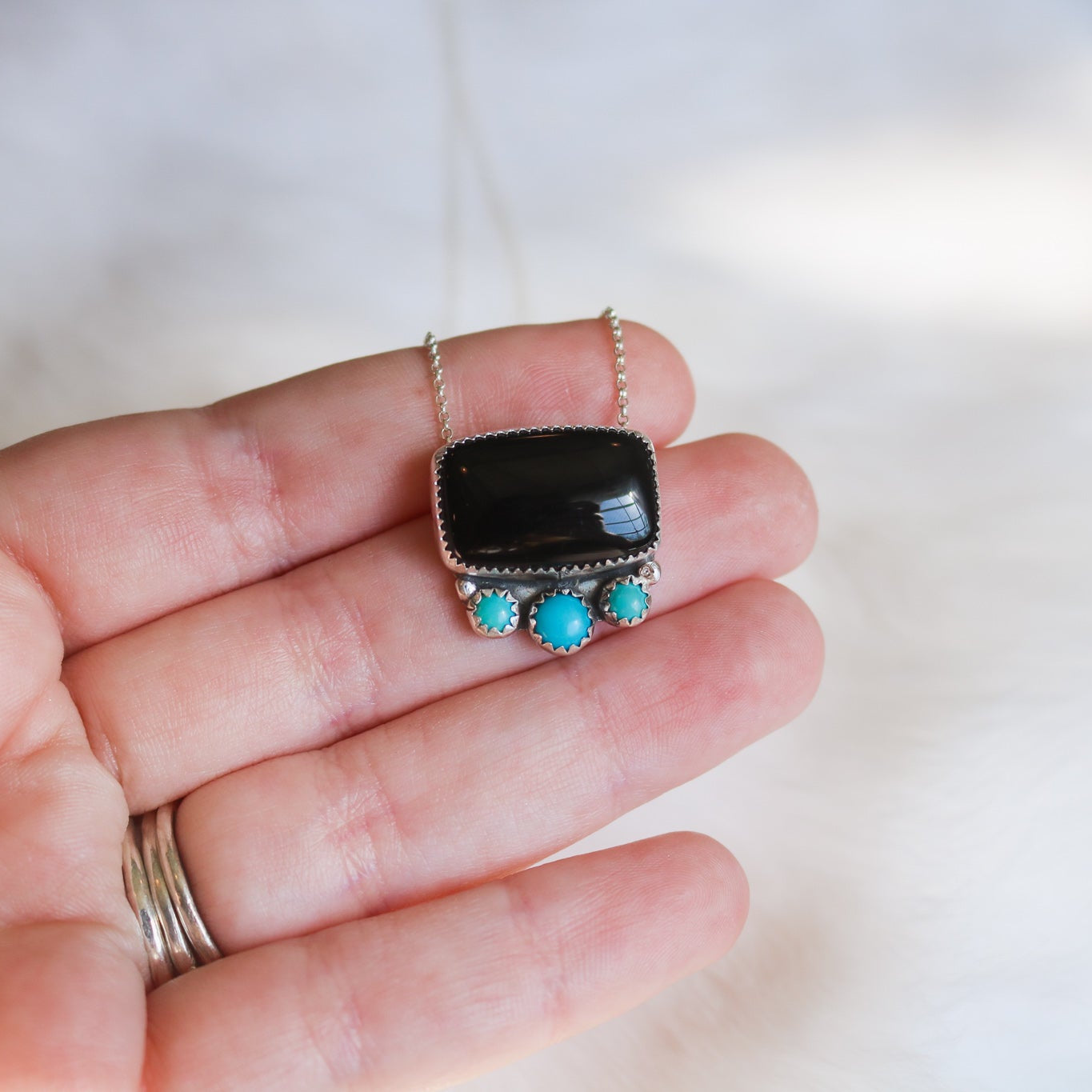 Mesa Necklace in Onyx & Turquoise // One of a Kind