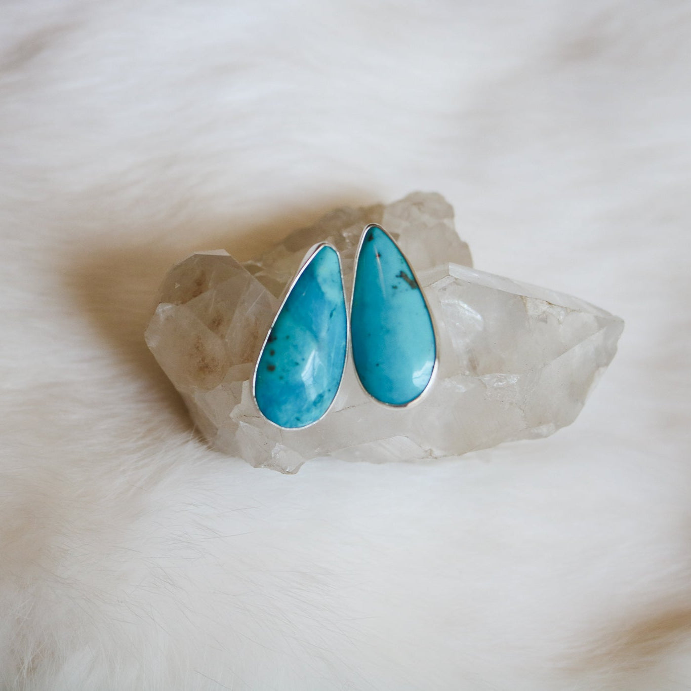Mismatched Kingman Turquoise Chunky Studs // One of a Kind