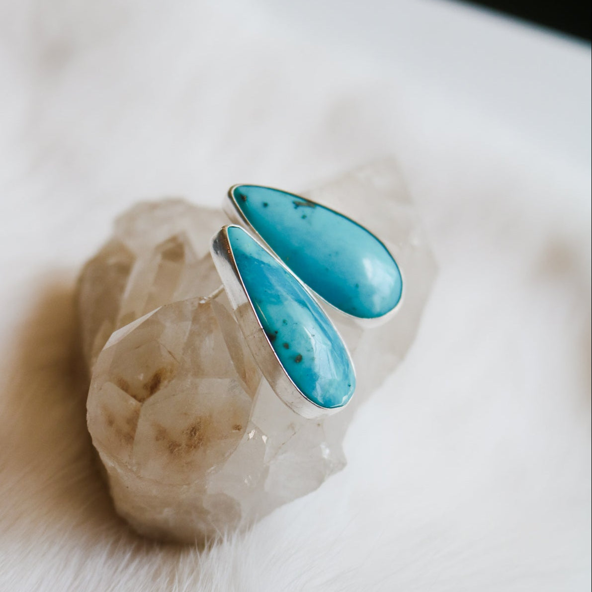 Mismatched Kingman Turquoise Chunky Studs // One of a Kind