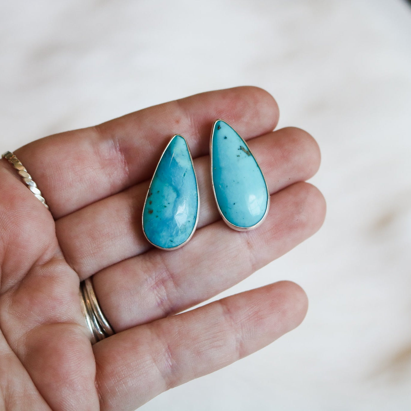Mismatched Kingman Turquoise Chunky Studs // One of a Kind