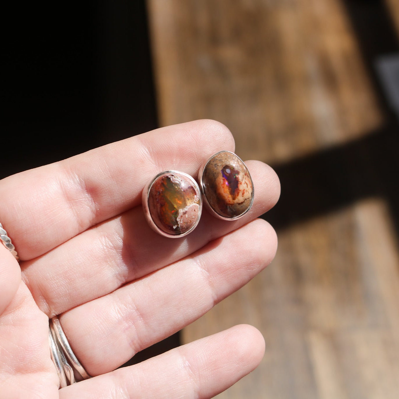 Mexican Fire Opal Chunky Studs // One of a Kind