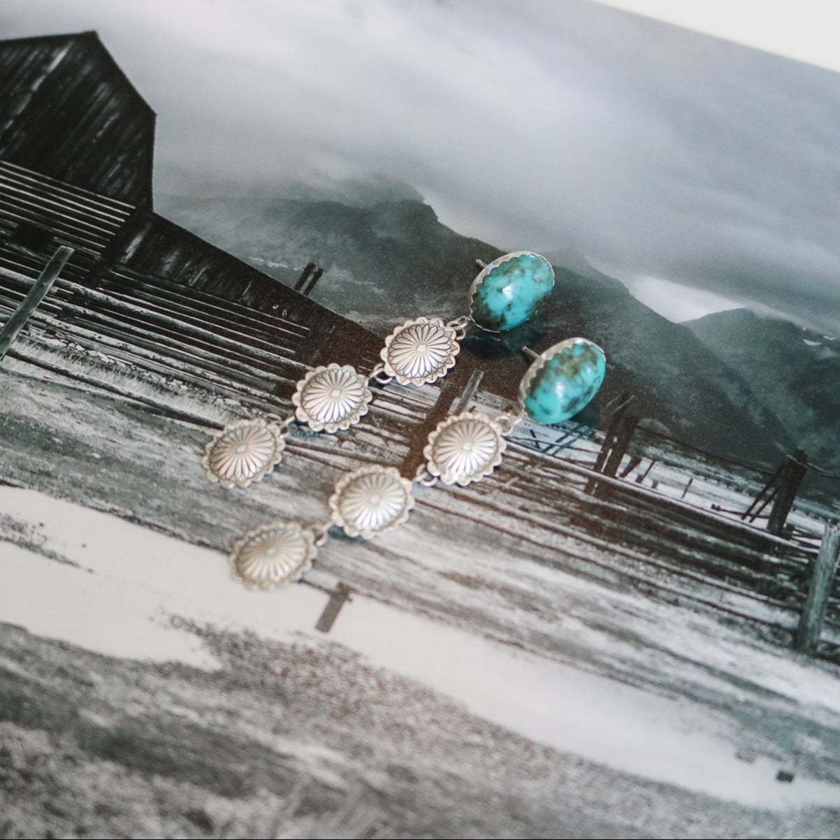 Turquoise + Concho Drop Earrings // One of a Kind