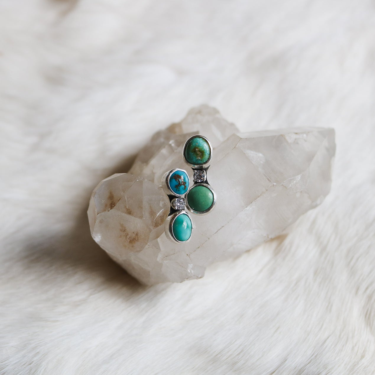 'Lodestar' Turquoise + Diamond Earrings // One of a Kind