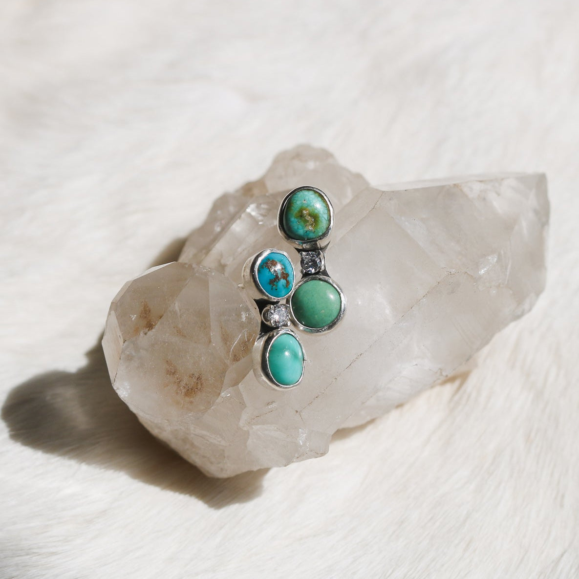 'Lodestar' Turquoise + Diamond Earrings // One of a Kind