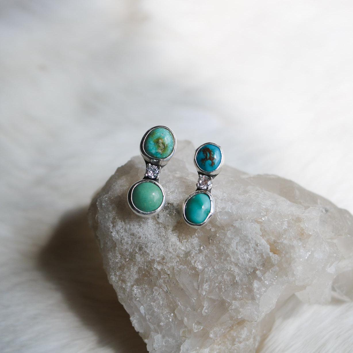 'Lodestar' Turquoise + Diamond Earrings // One of a Kind