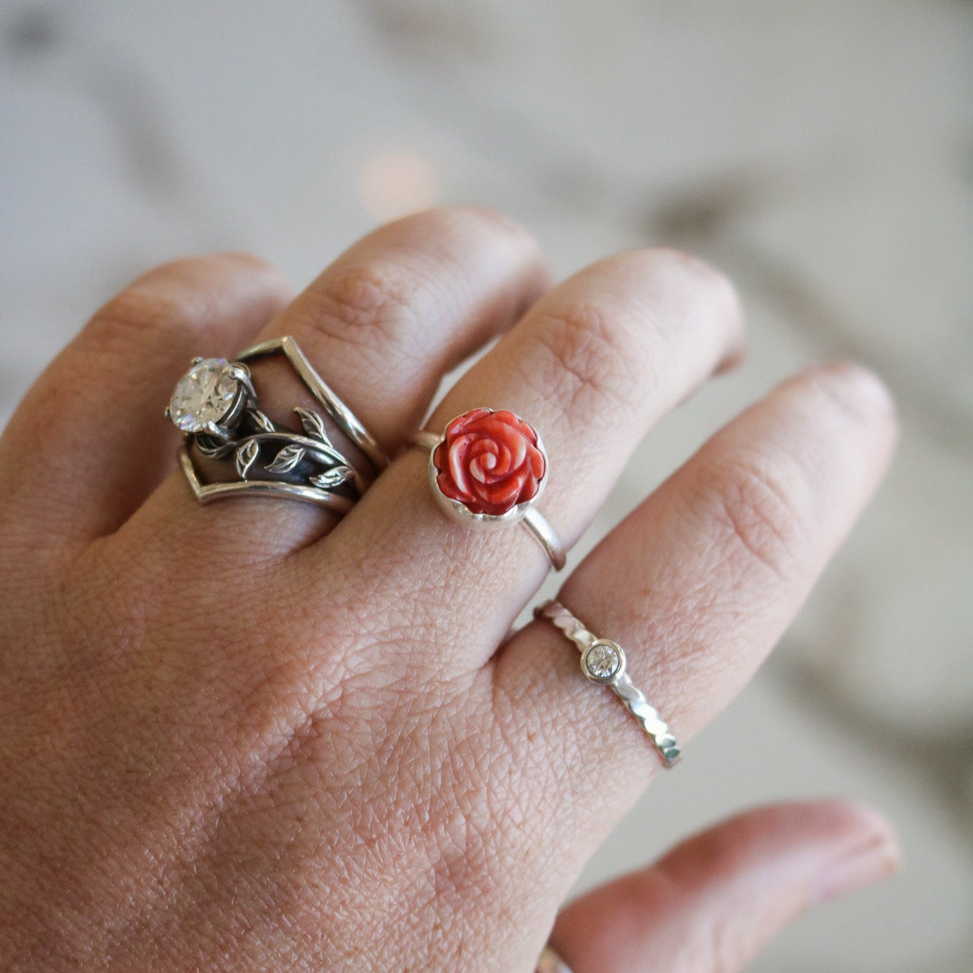 'Oklahoma Rose' Spiny Oyster Ring // Made to Order