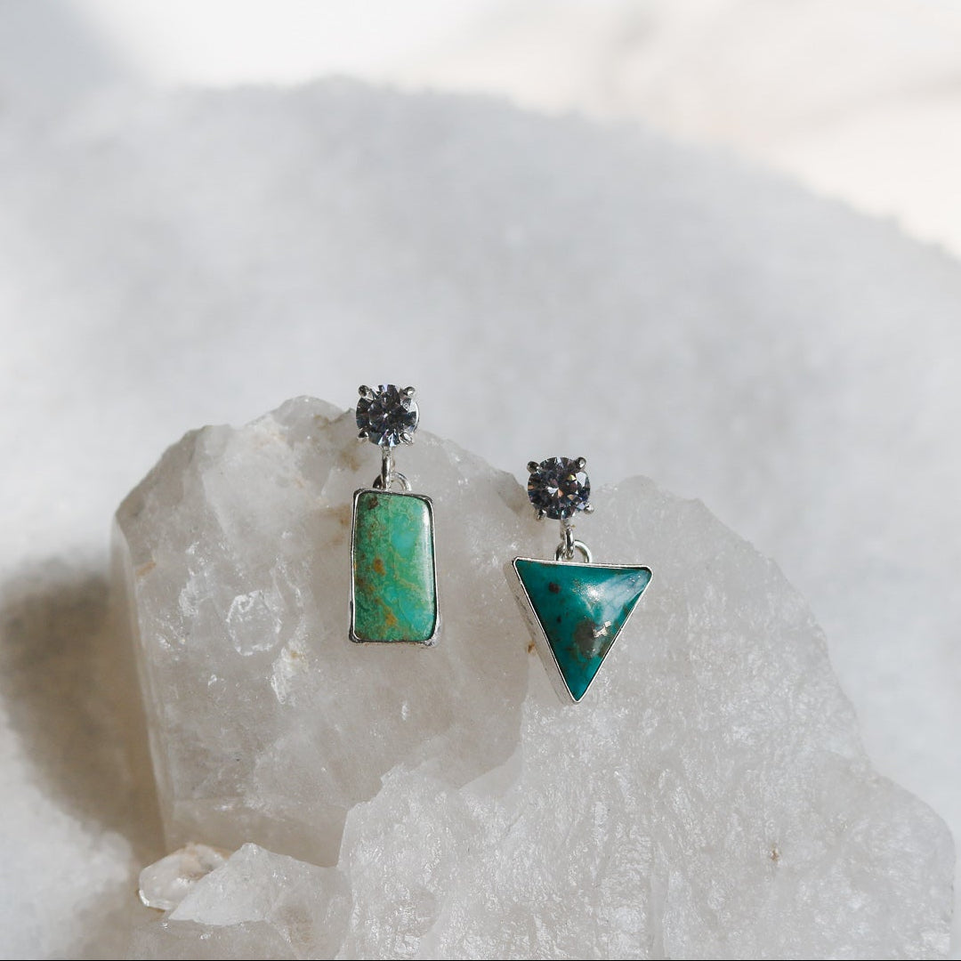 'Meridian' Turquoise + Diamond Earrings // One of a Kind