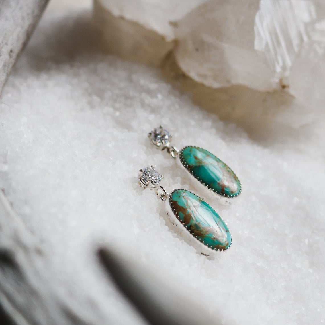 'Landfall' Turquoise + Diamond Earrings // One of a Kind