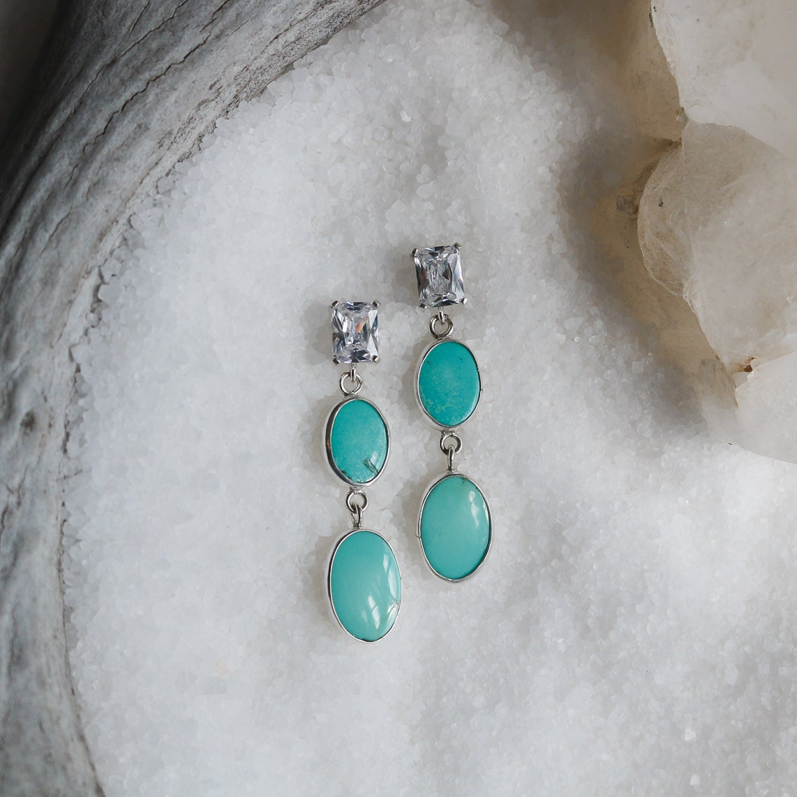 'Zenith' Turquoise + Diamond Earrings // One of a Kind