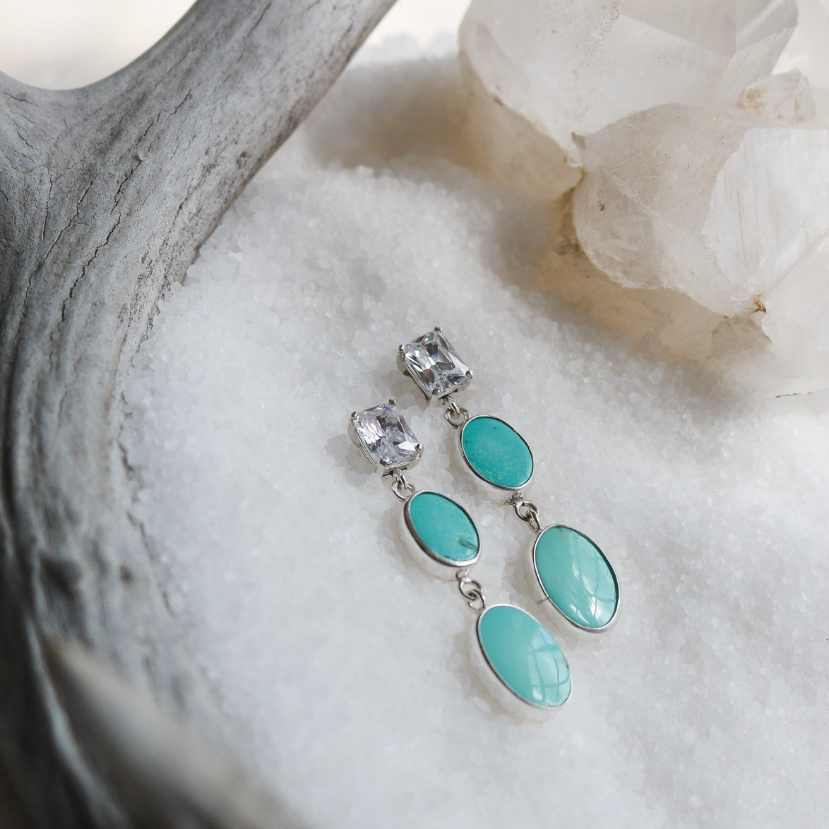 'Zenith' Turquoise + Diamond Earrings // One of a Kind