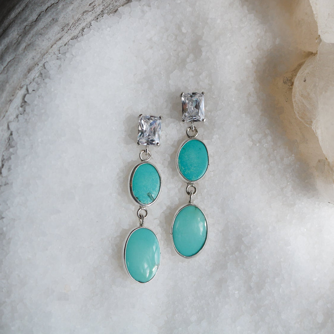 'Zenith' Turquoise + Diamond Earrings // One of a Kind