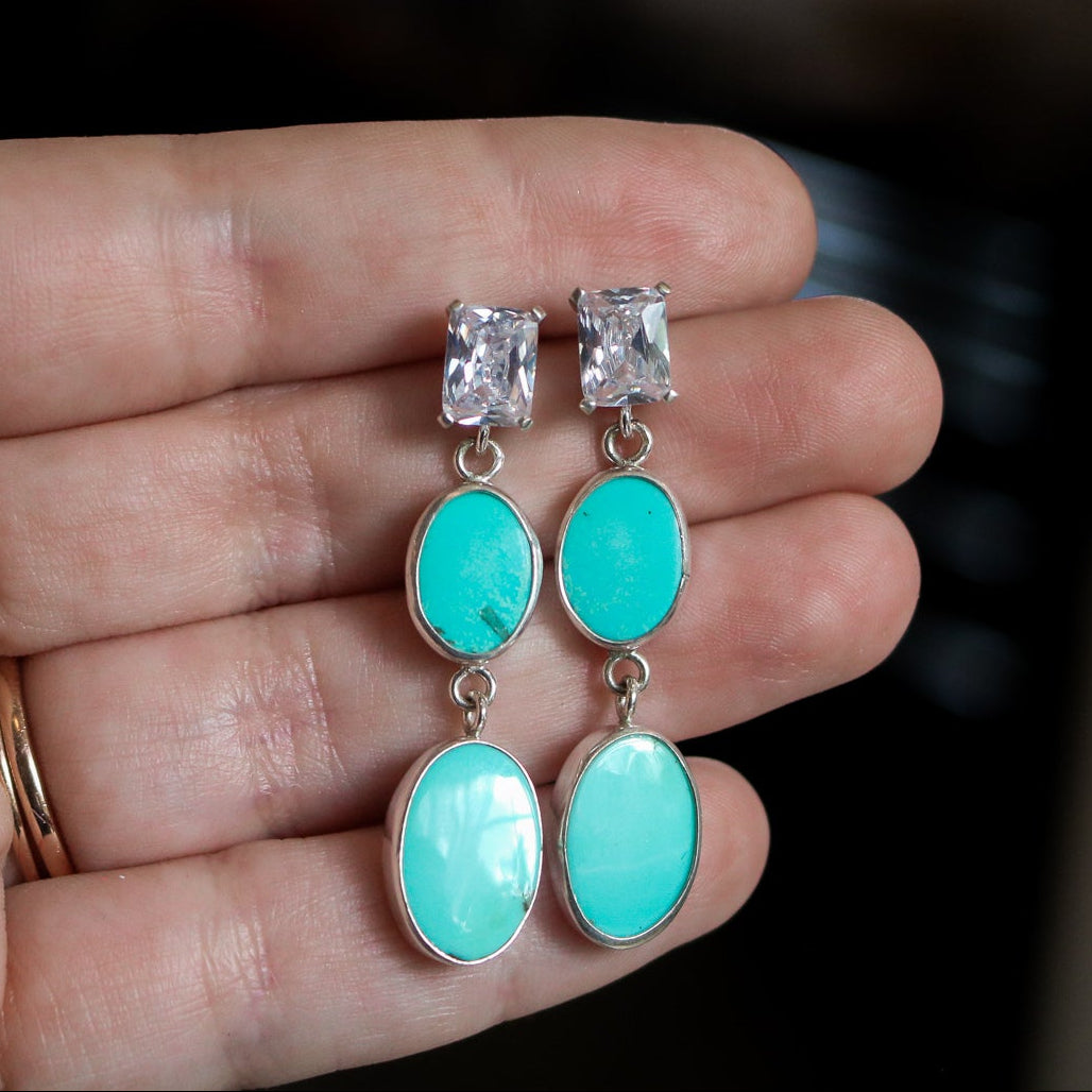 'Zenith' Turquoise + Diamond Earrings // One of a Kind