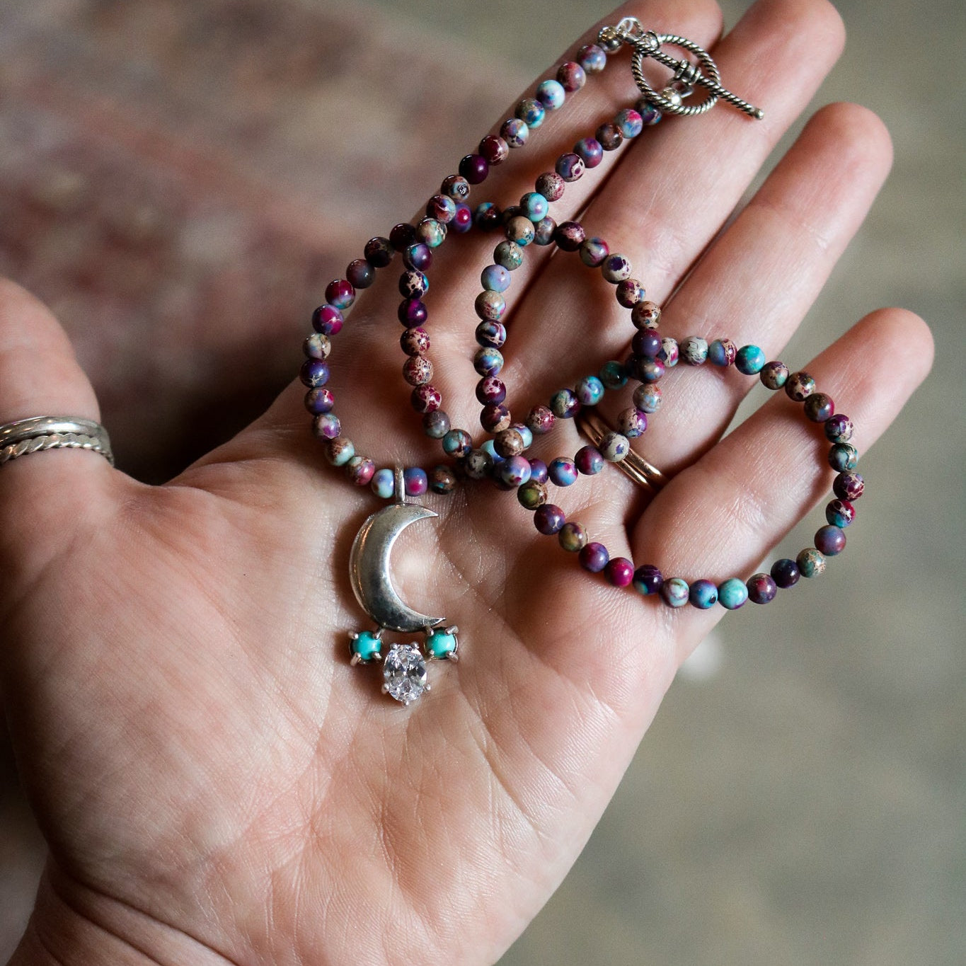 'Moonrise' Turquoise + Diamond Necklace // One of a Kind