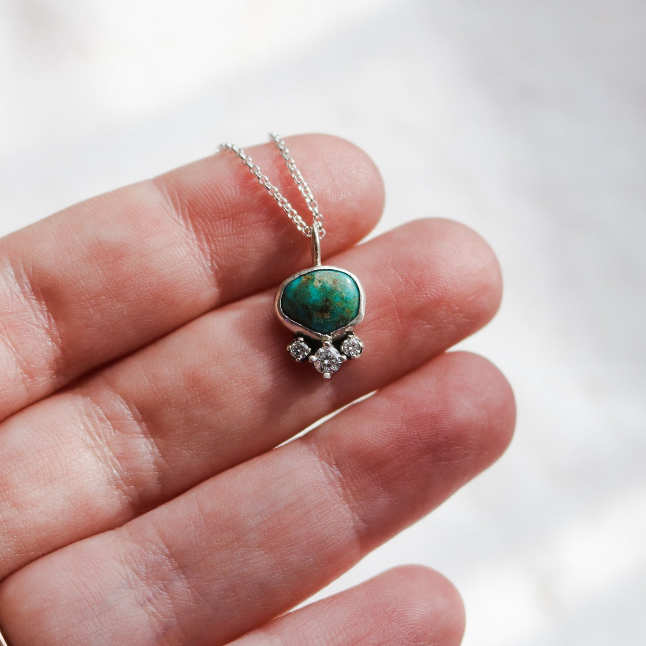 'Stella' Turquoise & Diamond Necklace // One of a Kind