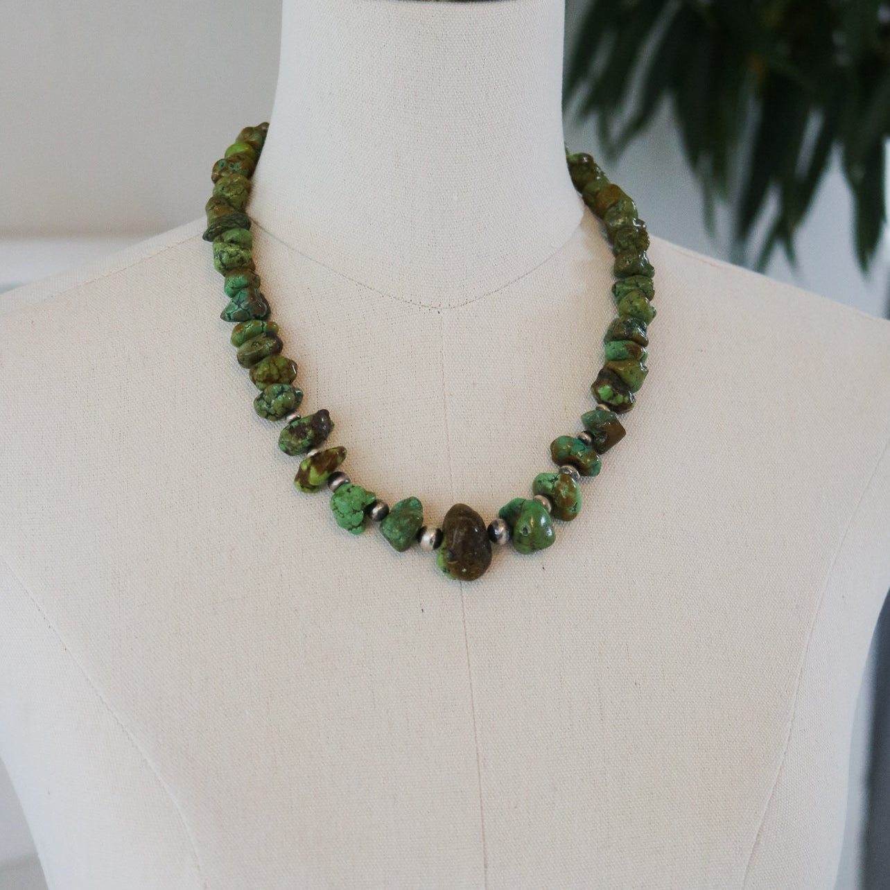 Green Hubei Turquoise Beaded Statement Necklace // One of a Kind