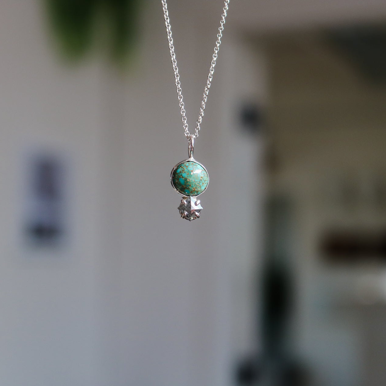'Willa' Turquoise & Diamond Necklace // One of a Kind