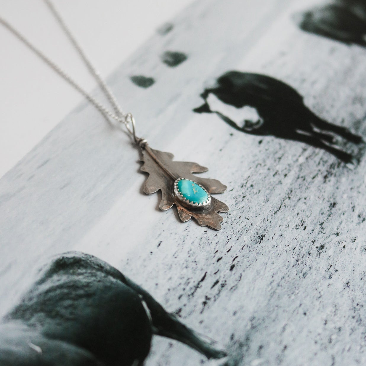 Oak Leaf + Whitewater Turquoise Necklace // One of a Kind