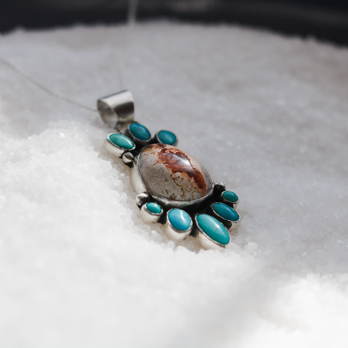 'Lark' Turquoise + Fire Opal Necklace // One of a Kind