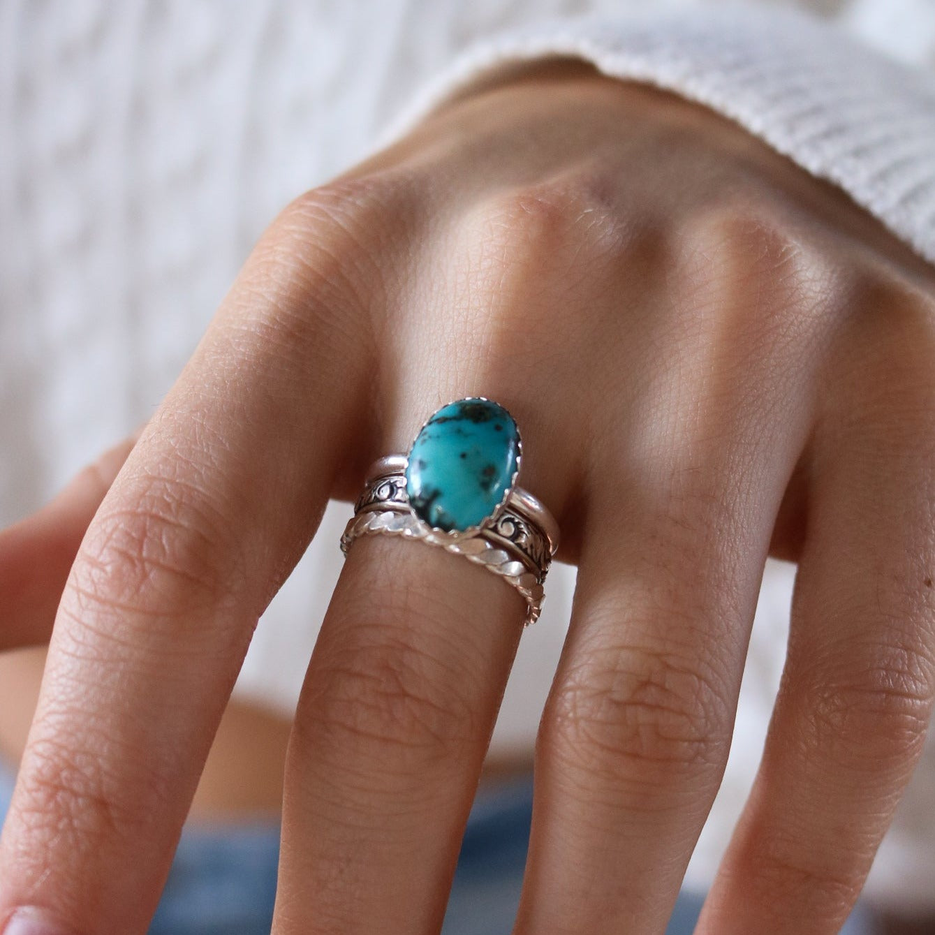 Laredo Stacking Ring Set in Turquoise // Made to Order