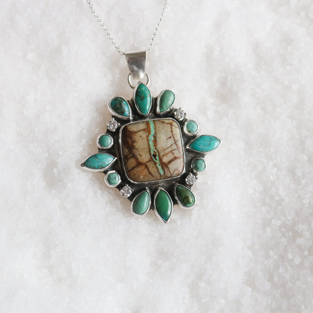 'Tahoe' Turquoise + Diamond Necklace // One of a Kind