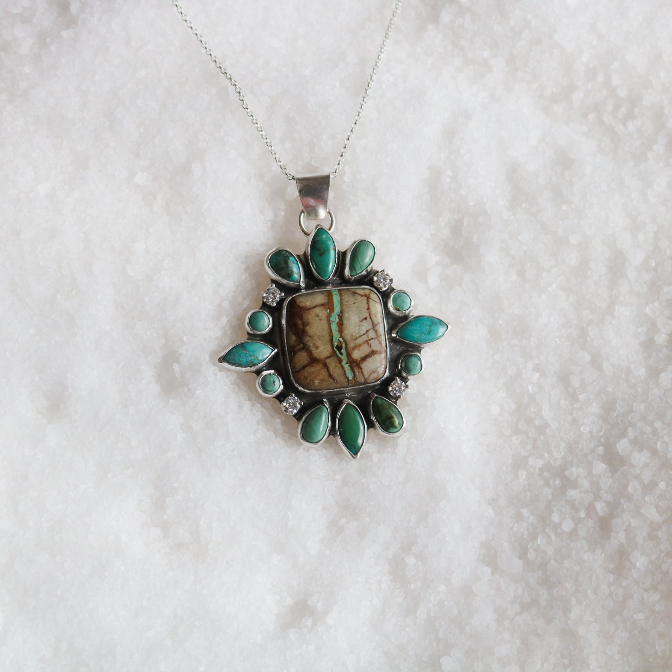 'Tahoe' Turquoise + Diamond Necklace // One of a Kind