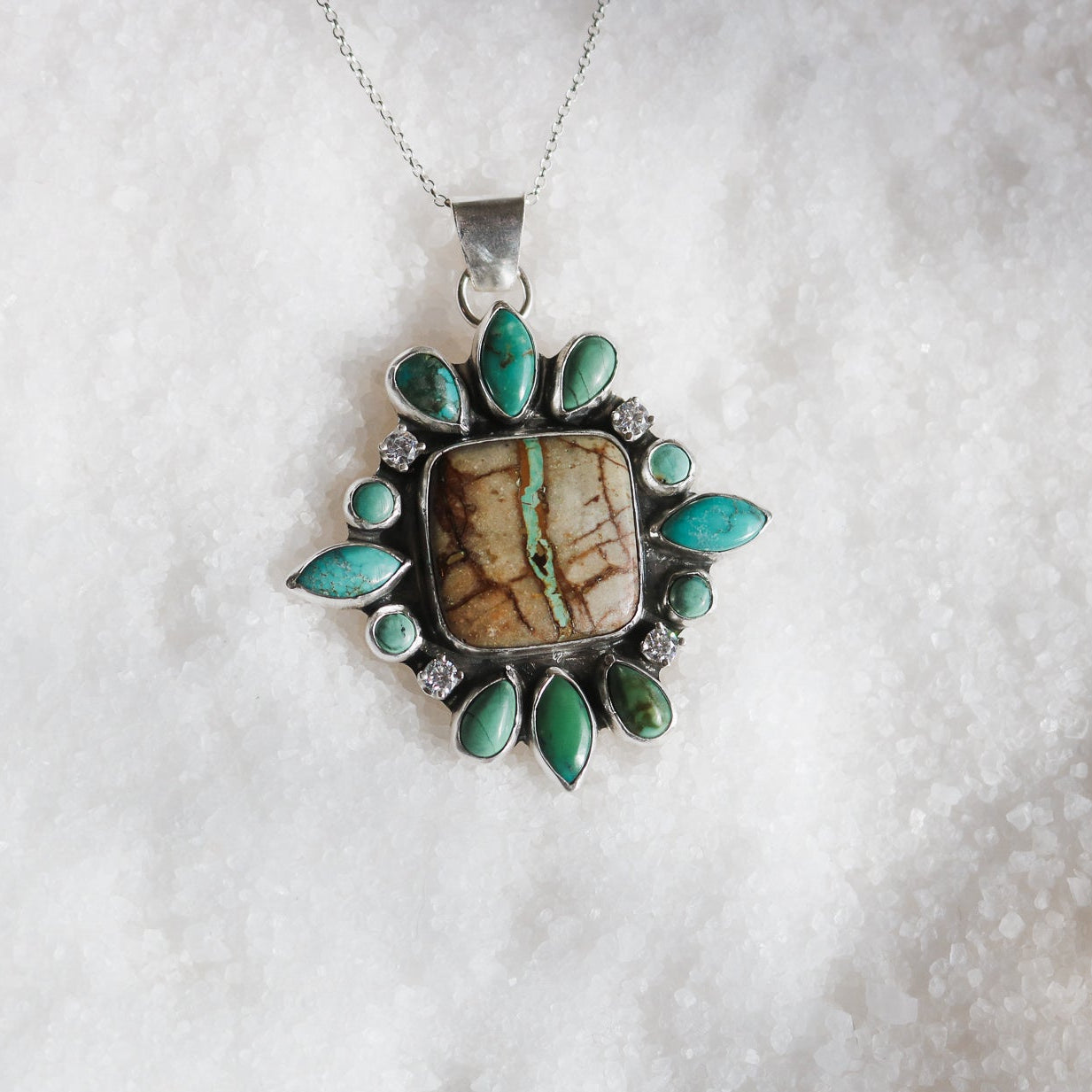 'Tahoe' Turquoise + Diamond Necklace // One of a Kind