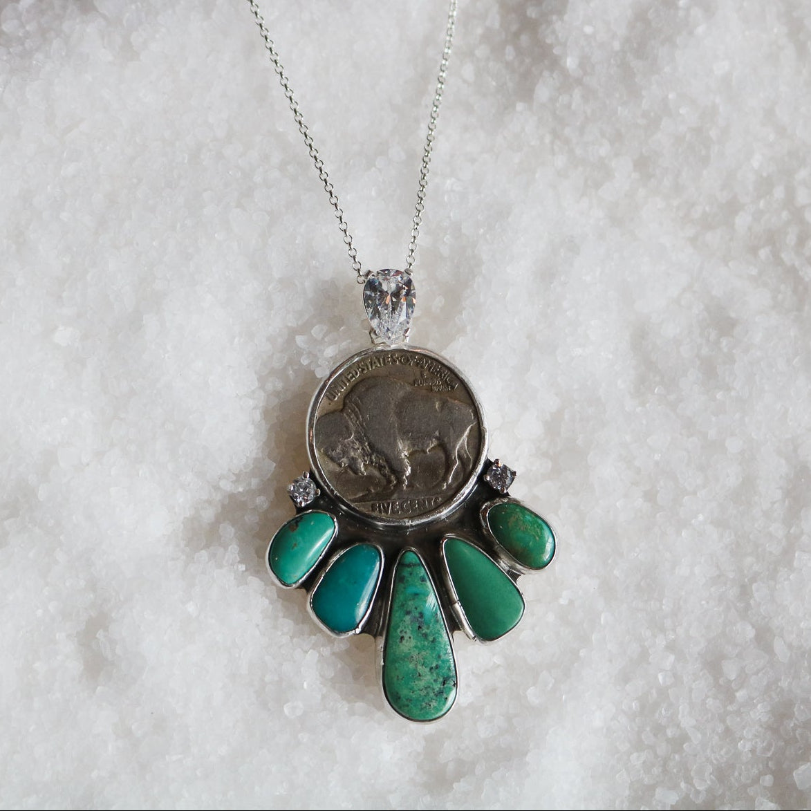 'Open Range' Turquoise + Diamond Necklace // One of a Kind