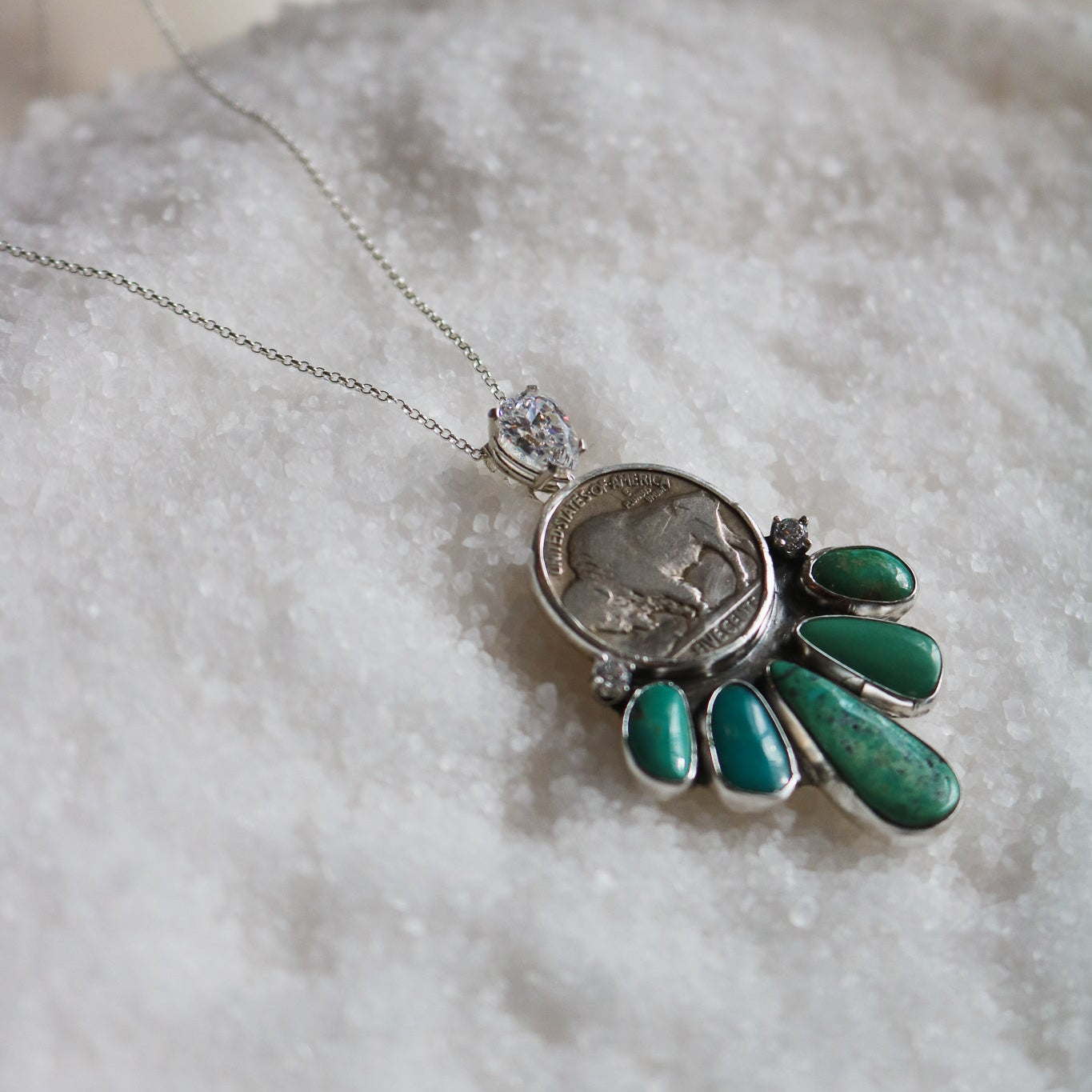 'Open Range' Turquoise + Diamond Necklace // One of a Kind