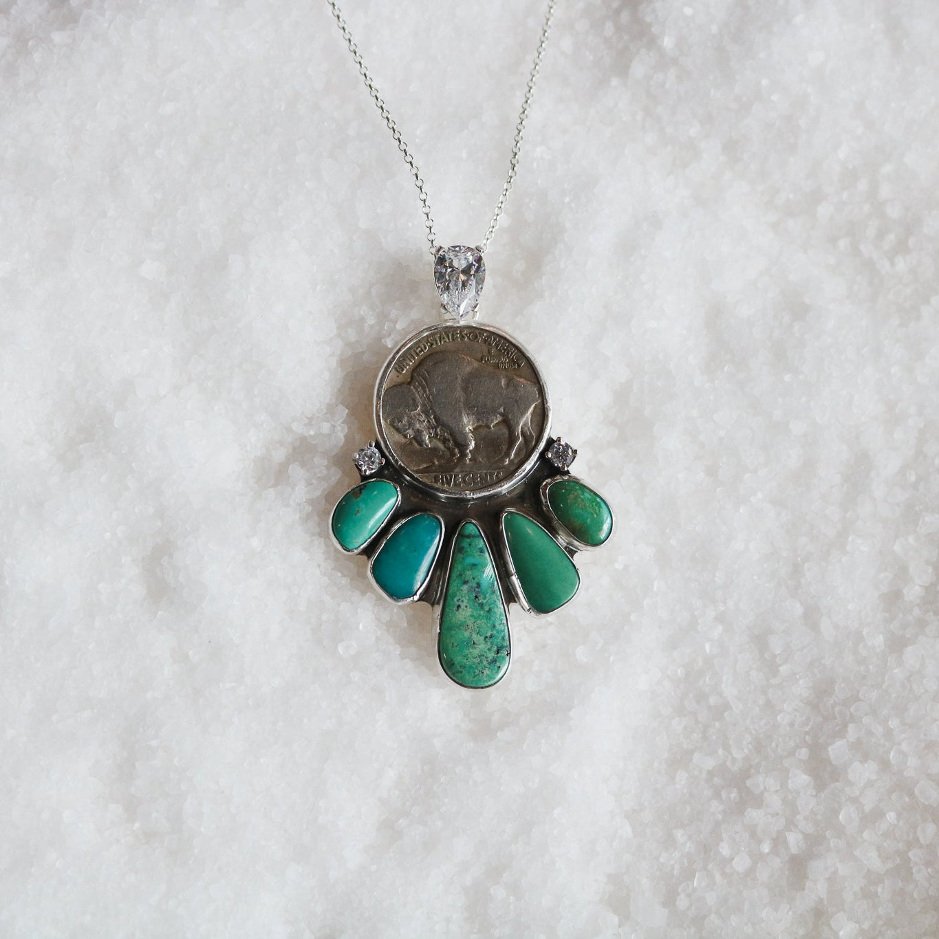 'Open Range' Turquoise + Diamond Necklace // One of a Kind